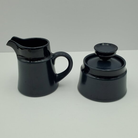 Noritake Primastone Cobalt Navy Blue Creamer Sugar Bowl Spinnaker Creamer Set - Picture 2 of 7